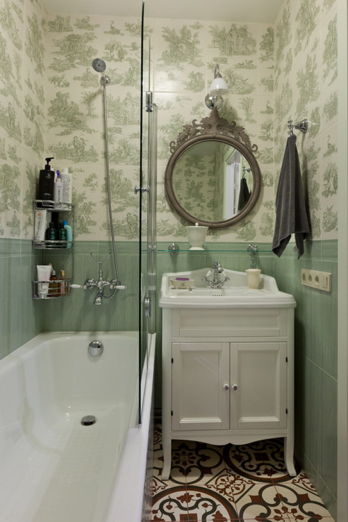 phòng tắm rộng 3 mét vuông theo phong cách Provence