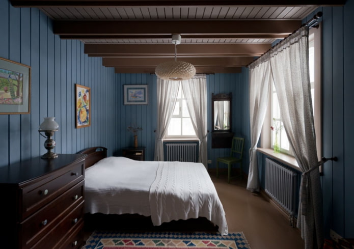dormitor în stil rustic