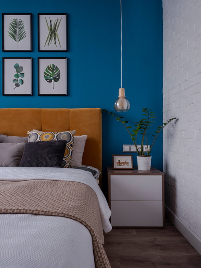 blauwe muren in de slaapkamer