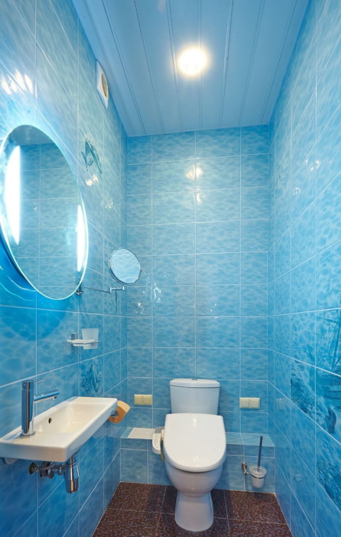 panel biru untuk bilik mandi