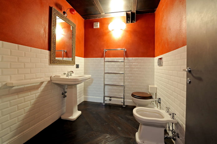 phòng tắm màu cam