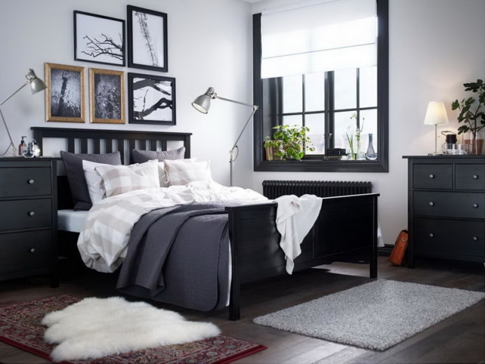 mobilier negru în dormitor