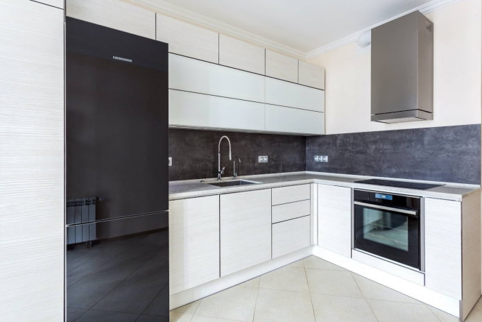 bucătărie cu glugă în stilul minimalismului
