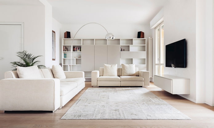 bílá dekorace obývacího pokoje