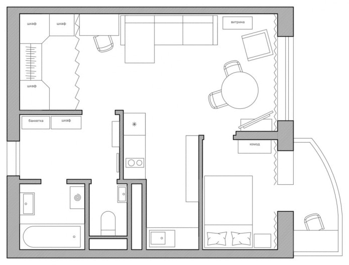 Rozloženie 44 m²