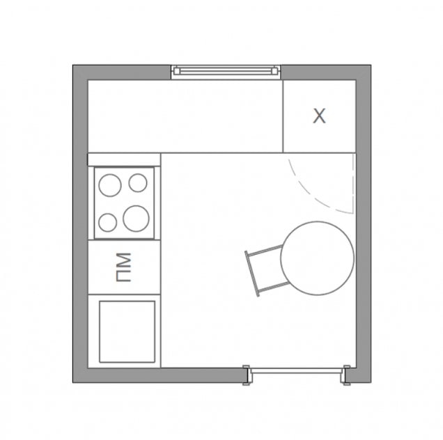 virtuvės planas 4 kvadratai