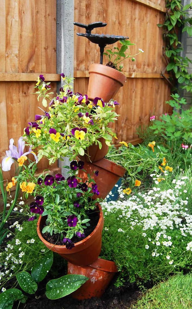 Flowerbed of pots