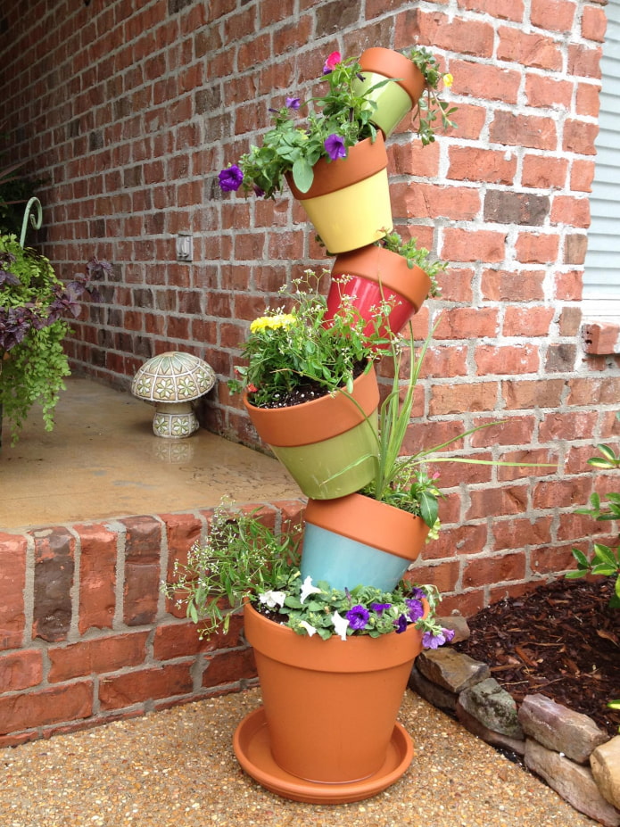 Parterre de fleurs vertical de pots