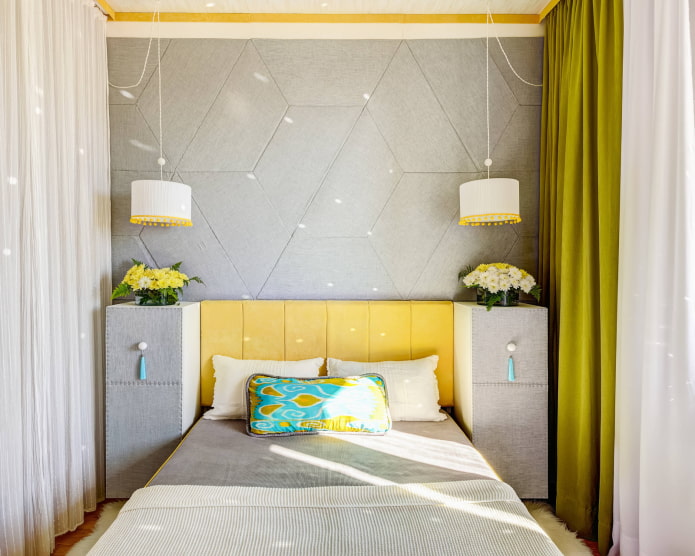 grijs-gele slaapkamer