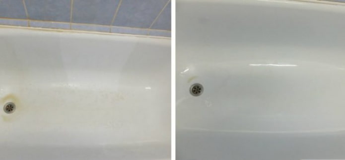 Kąpiel przed i po czyszczeniu amoniakiem