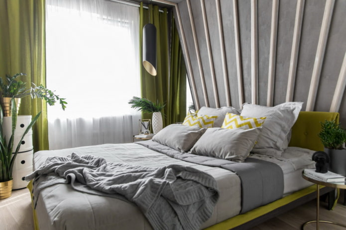 modern tarzda yatak odası için perdeler