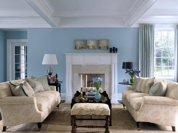 béžový a modrý interiér