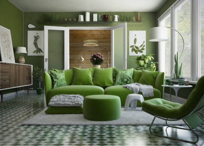 habitació en tons verds