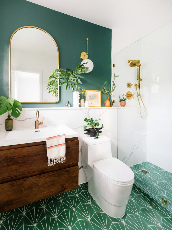 zelené obklady v koupelně
