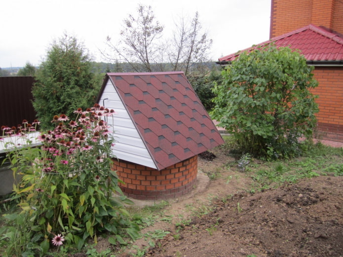 puț de cărămidă cu acoperiș