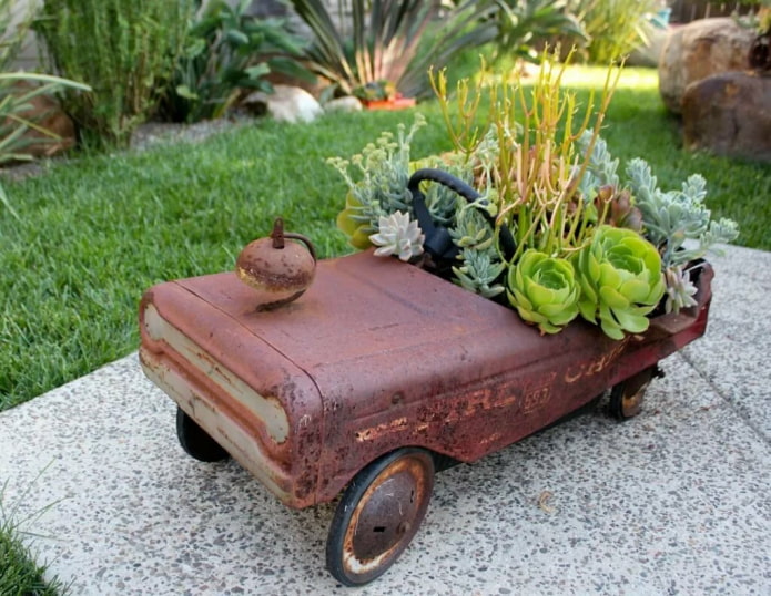 Toy car in the garden