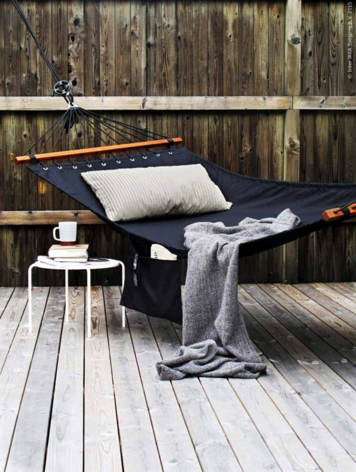 hammock from IKEA with attachment to the fence