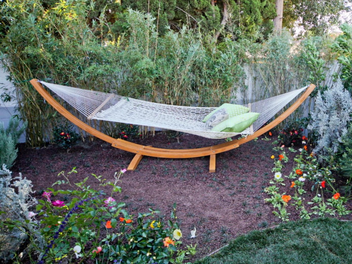 hanging hammock on a portable wooden frame