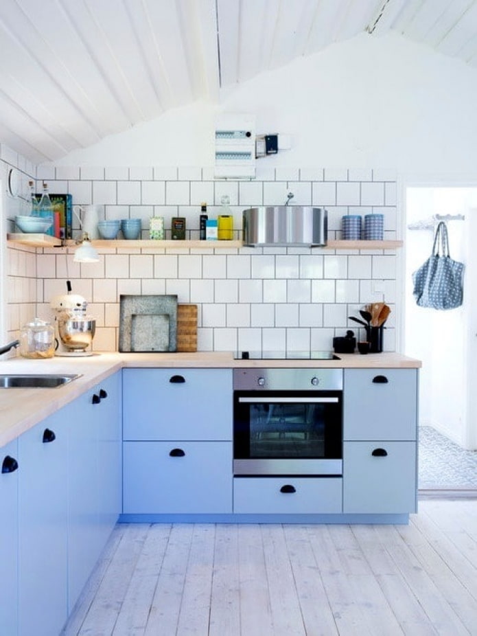 blauwe matte keuken