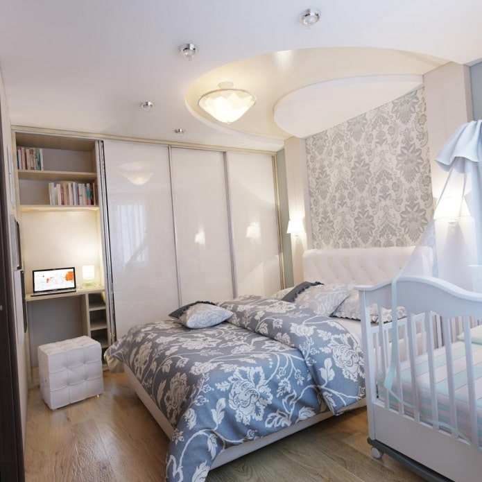 soveværelse og børnehave i et rum