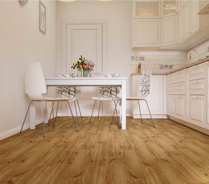 pavimento in legno in cucina