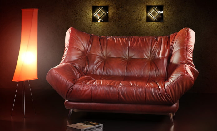 sofa merah kulit