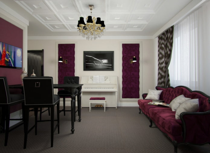 klasický obývací pokoj marsala