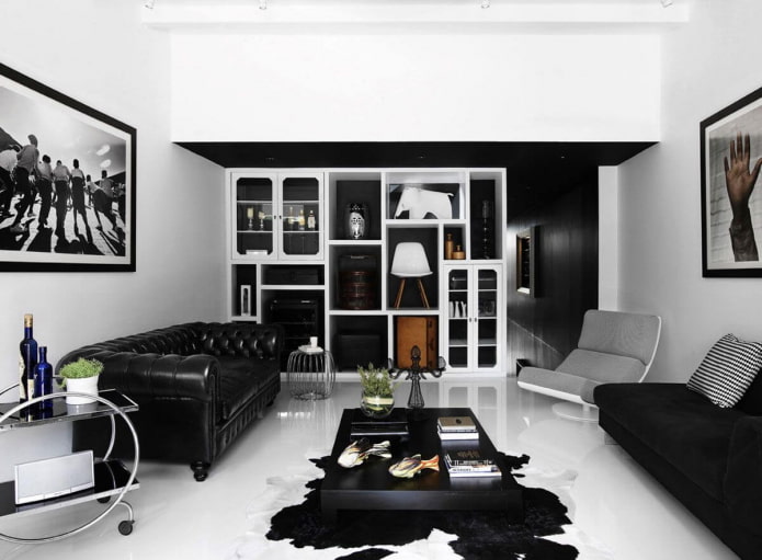 černý obývací pokoj