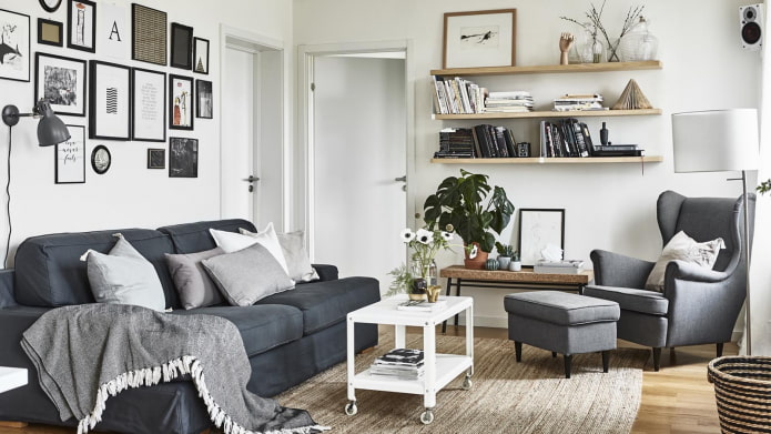 šedý obývací pokoj ikea