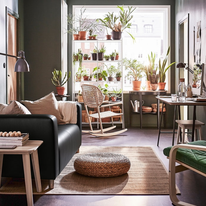 obývací pokoj s květinami ikea