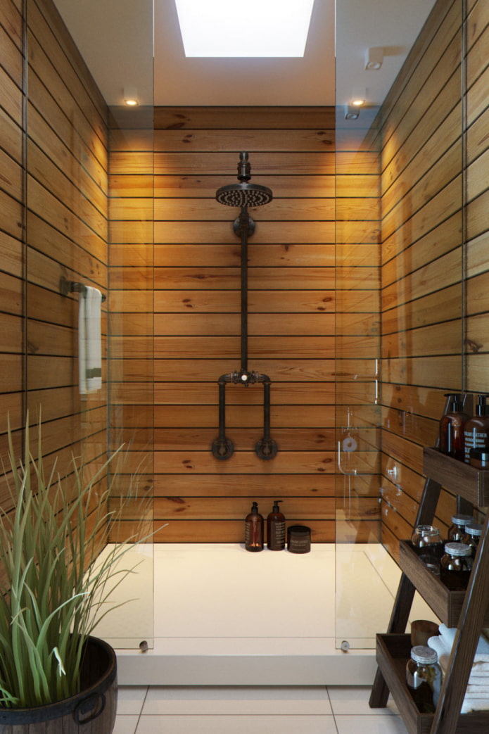 sprchové dřevěné obložení