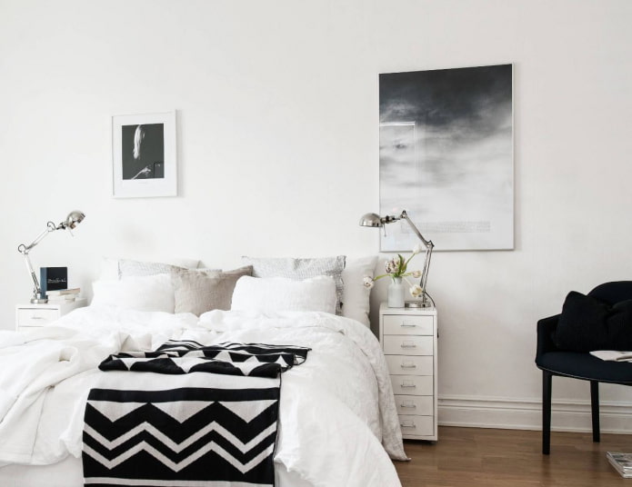 sort og hvidt soveværelse