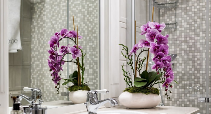 orkidea kylpyhuoneessa