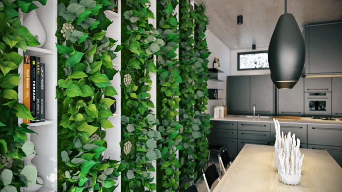 perete verde în bucătărie