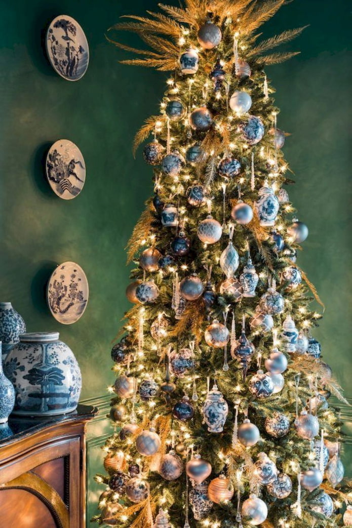 Blå-guld juletræ