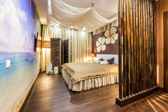 zonarea dormitorului cu bambus