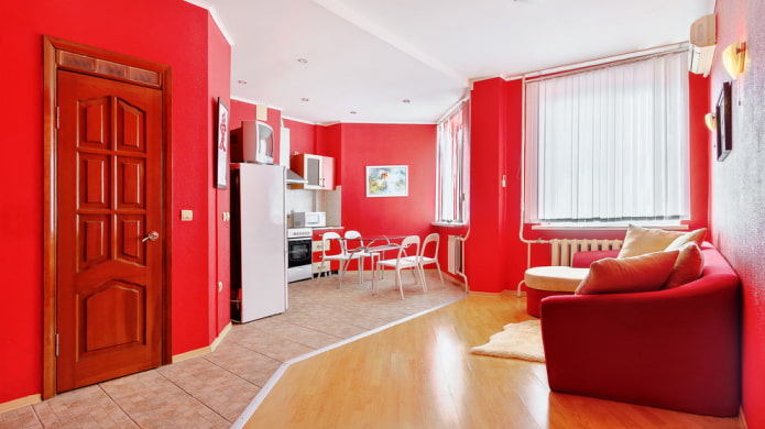 Ruang tamu dapur merah