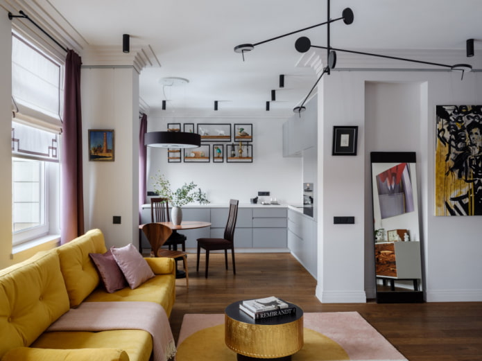 Návrh moderní kuchyně s obývacím pokojem
