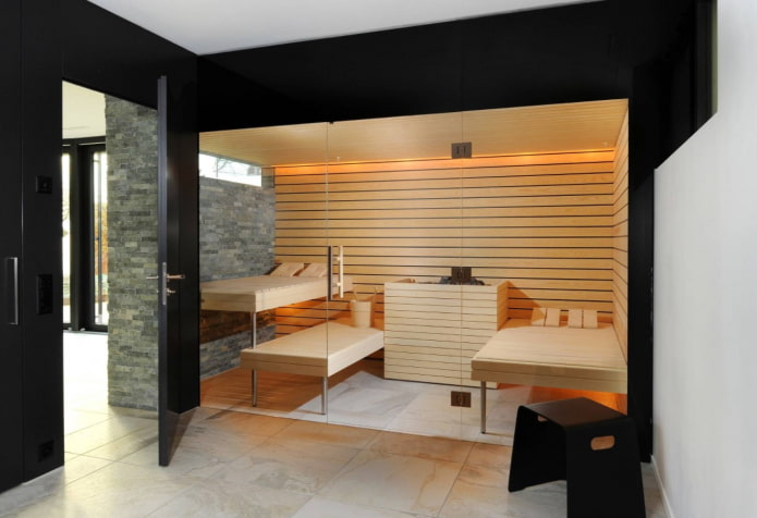 sauna dans une maison moderne