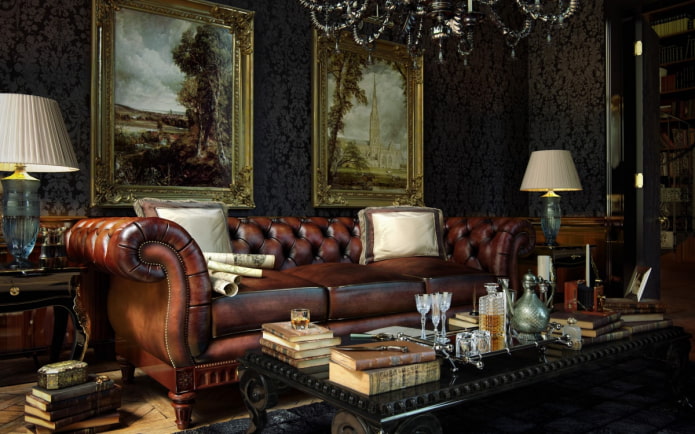 İngiliz tarzı oturma odası mobilyaları