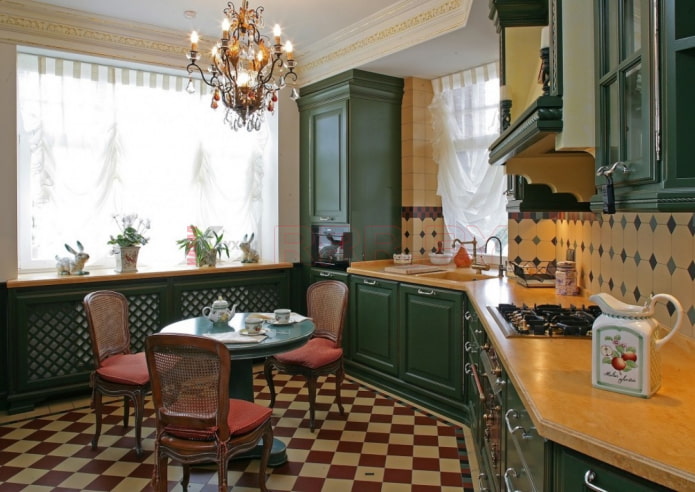 dapur dengan fasad hijau