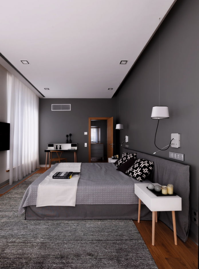 Dormitori de color gris terrós