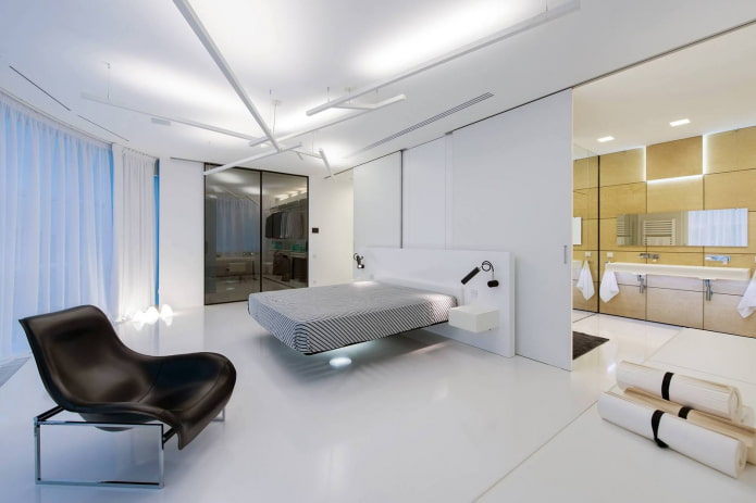 ložnice s plovoucí postelí