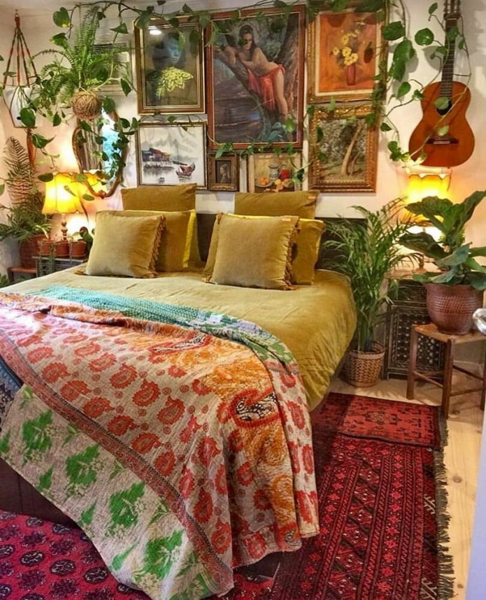 חדר שינה צבעוני בוהו