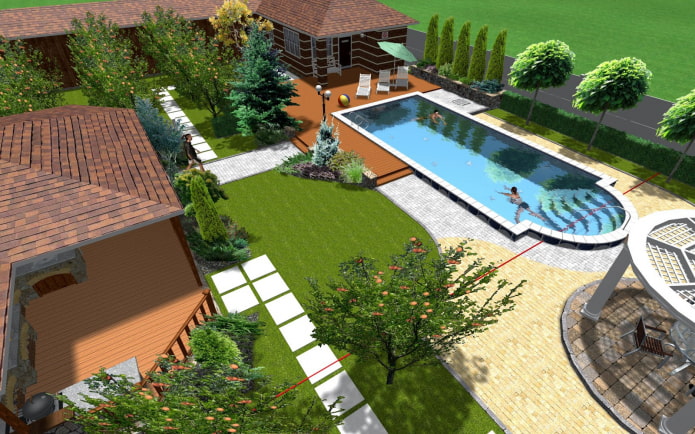 rancangan plot 8 ares dengan kolam renang