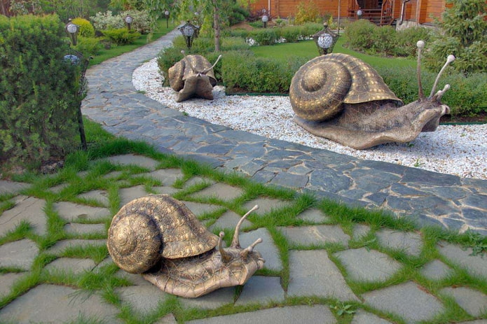 sculture di lumache nella progettazione del paesaggio