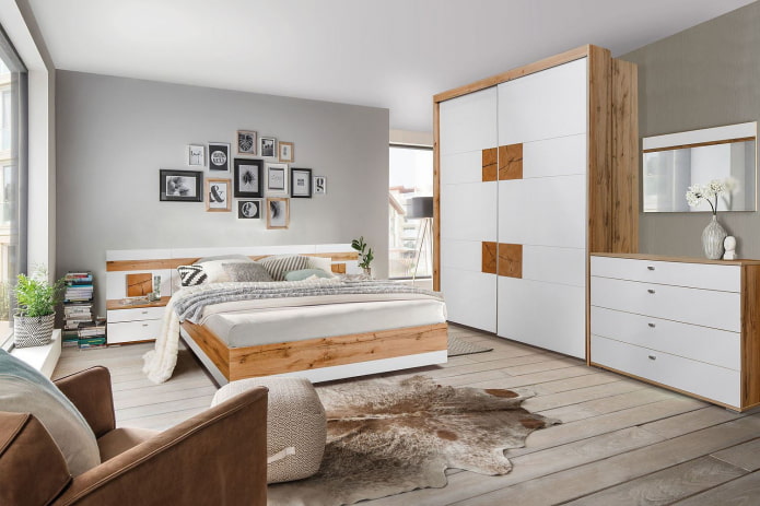 set dormitor lemn cu luciu alb