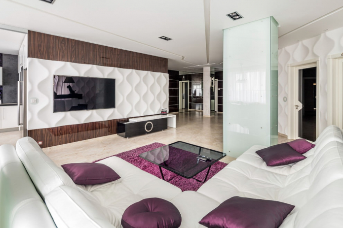 prostorný obývací pokoj v minimalistickém stylu