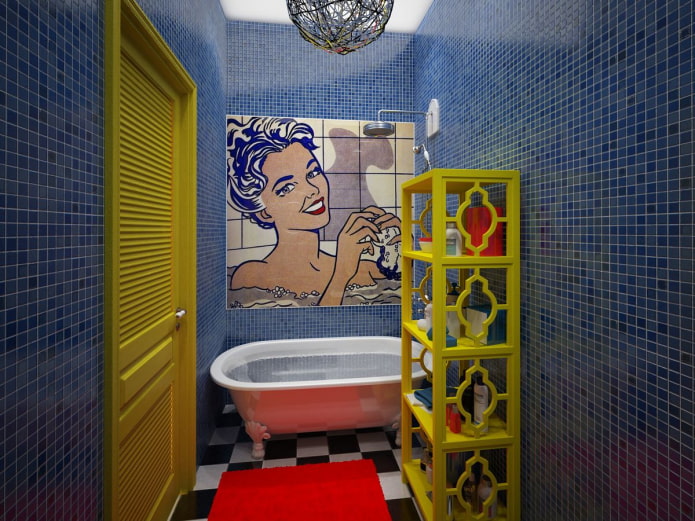 kylpyhuone pop-taiteen tyyliin