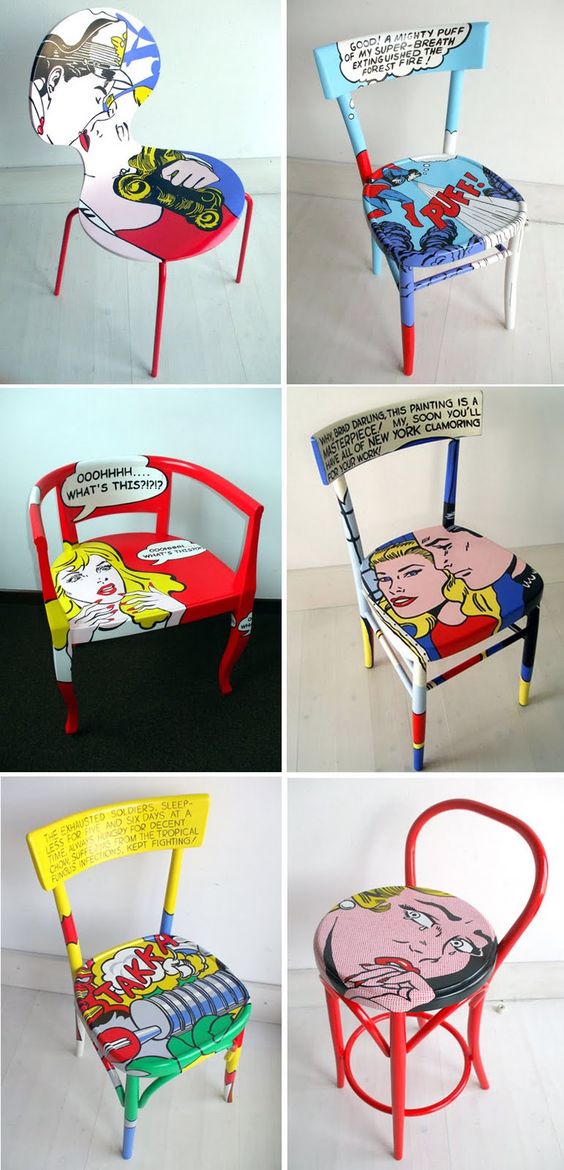 stoelen in de stijl van pop-art
